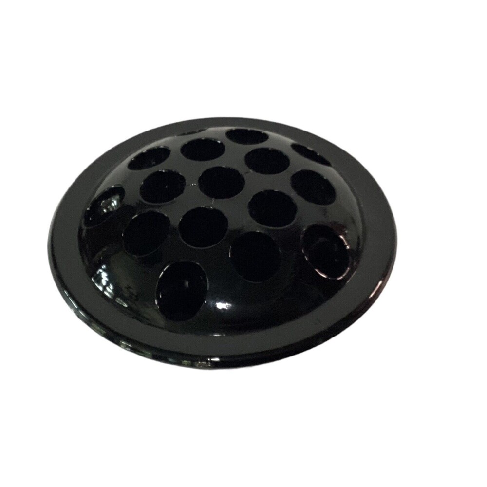 Vintage Black Glass Flower Frog 16 Holes 4" Round Floral Arrangement Tool Insert